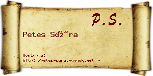 Petes Sára névjegykártya