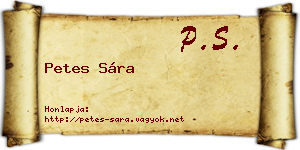 Petes Sára névjegykártya